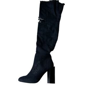 Jeffrey Campbell Boots LF JC Perouze Over the Knee Black Denim Women's Size 7